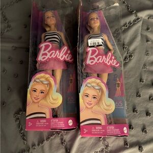 Barbie Doll with Pink Tutu and Striped Top